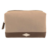 Afeite Washbag - Brown Leather and Sand Canvas