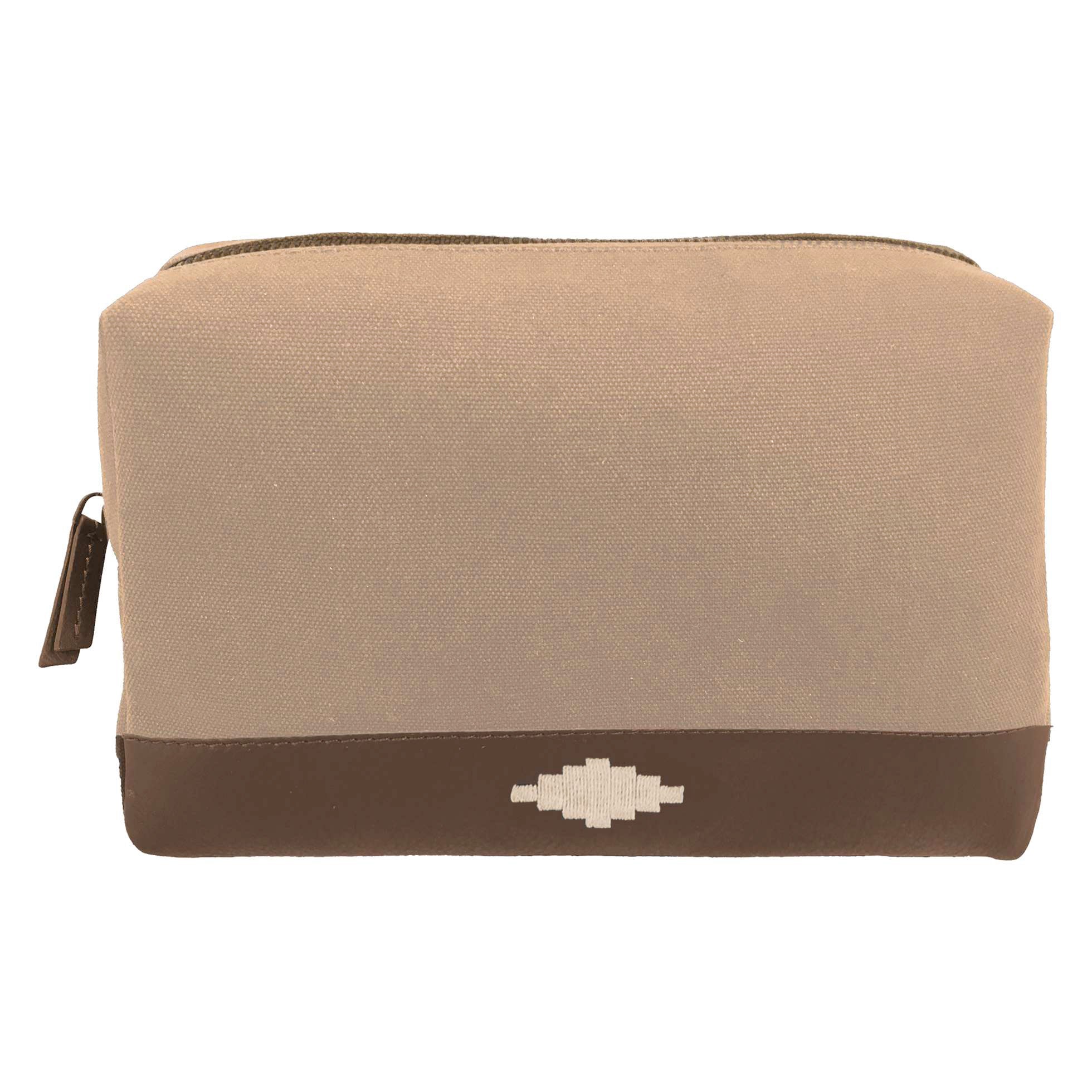 Afeite Washbag - Brown Leather and Sand Canvas