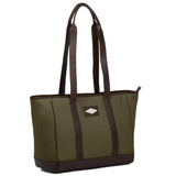 Bolso Tote Bag - Brown Leather with Forest Canvas