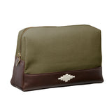Afeite Washbag - Brown Leather and Forest Canvas