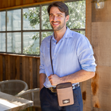 Estuche Sling Bag - Brown Leather and Sand Canvas