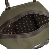 Caballero Large Travel Bag - Brown Leather and Forest Canvas