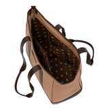 Bolso Tote Bag - Brown Leather with Sand Canvas