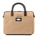 Mensajero Briefcase - Brown Leather and Sand Canvas